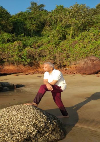 White and cream T - shirt and maroon bamboo bottoms