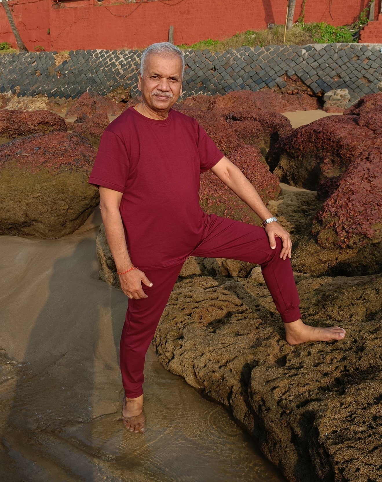 Maroon/black Bamboo t-shirt and bottom Set