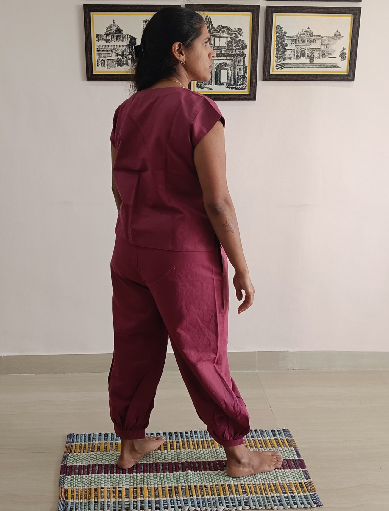 Classic Solid Cord Set – Dark Maroon (Yoga & Casual Wear)